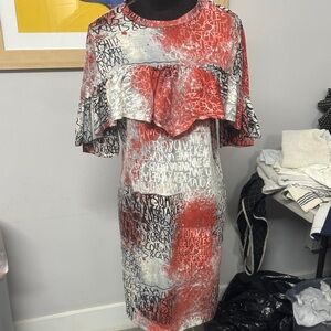 Abstract Red and White Dress